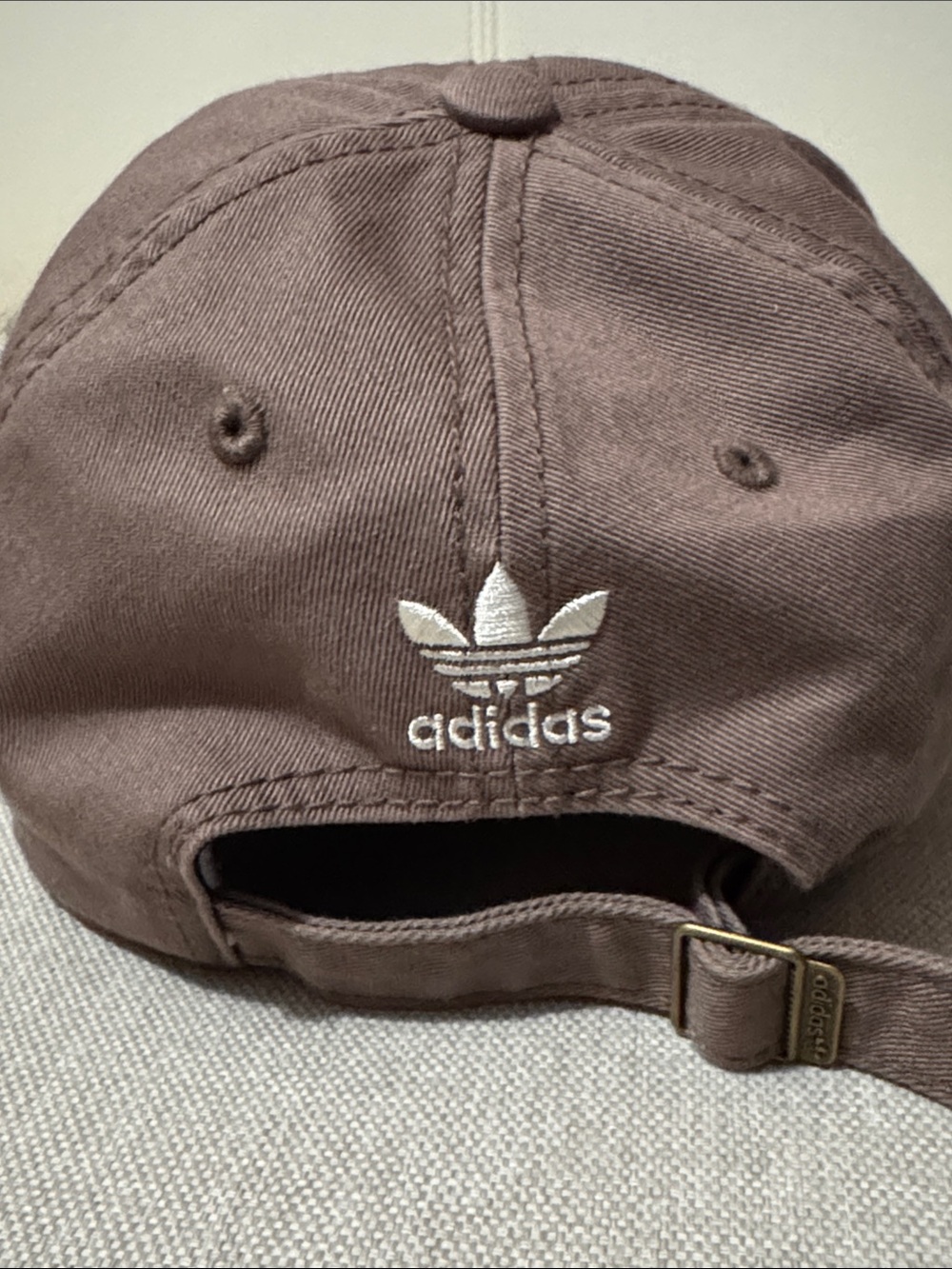 Like New Adidas Baseball Style Cap-Brown-White Stitched Logo-Adjustable-Cotton - Picture 5 of 14